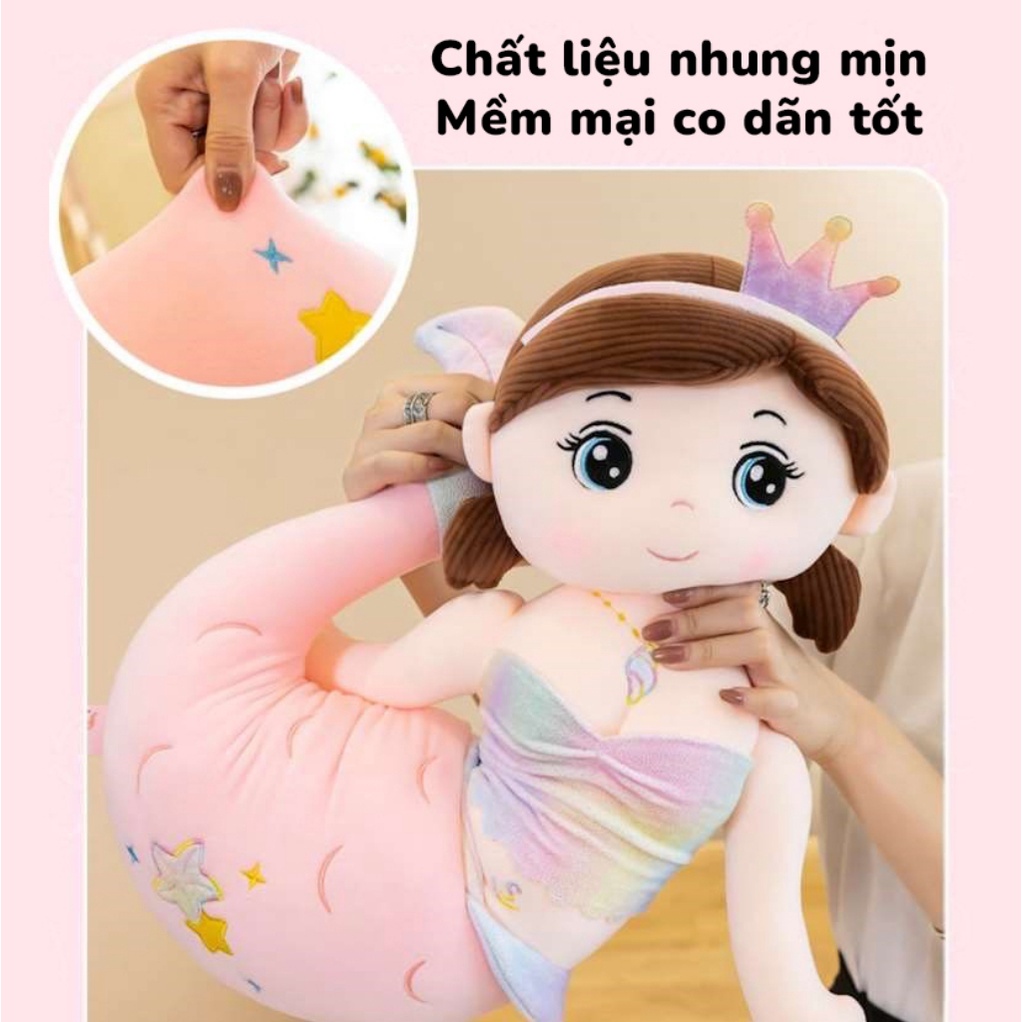 Gấu Bông Nàng Tiên Cá Thêu Sao Dễ Thương Cao Cấp Tazin
