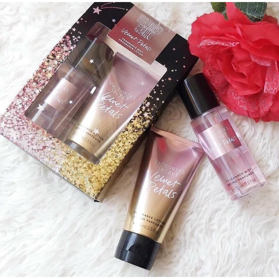 Set Xịt Thơm và Dưỡng Thể VICTORIA'S SECRET FRAGRANCE MIST & LOTION Mùi Velvet Petals.