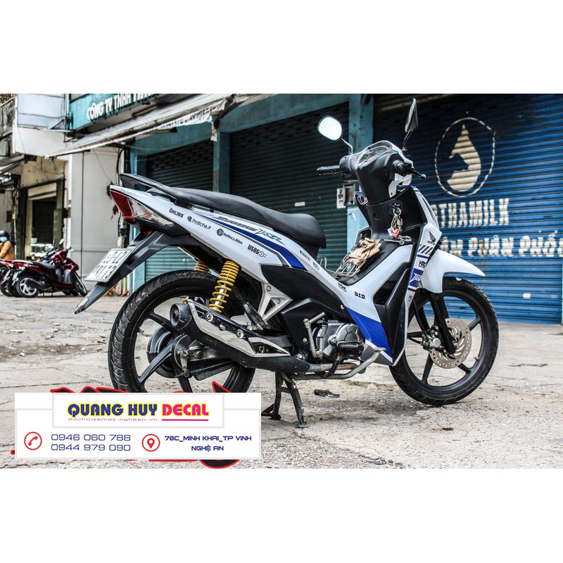 Tem trùm wave rsx đen trắng, độ phủ bộ team decal cho xe máy rẻ đẹp