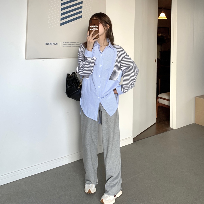 Áo Sơ Mi Tay Dài Kẻ Sọc Thời Trang Retro Hồng Kông Cá Tính