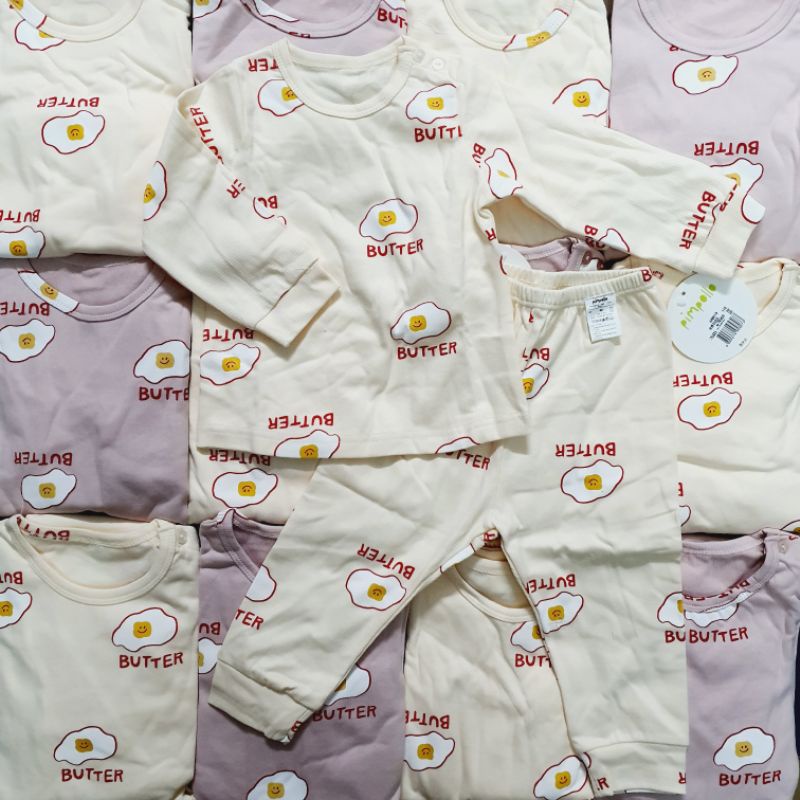 Bộ ngủ dài tay mặc nhà thu đông xuất Hàn hình trứng và sư tử cho bé trai và bé gái