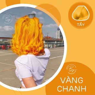 Thuốc nhuộm tóc màu Vàng chanh rực rỡ cần dùng Thuốc tẩy tóc sản phẩm độc quyền tại Buddyhairs, Buddy.hairs