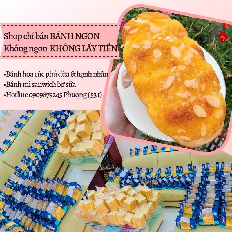 🍀SHIP NHANH HCM - Bánh mì hoa cúc phủ dừa, Bánh sanwich bơ sữa BẾP CỦA NGOẠI