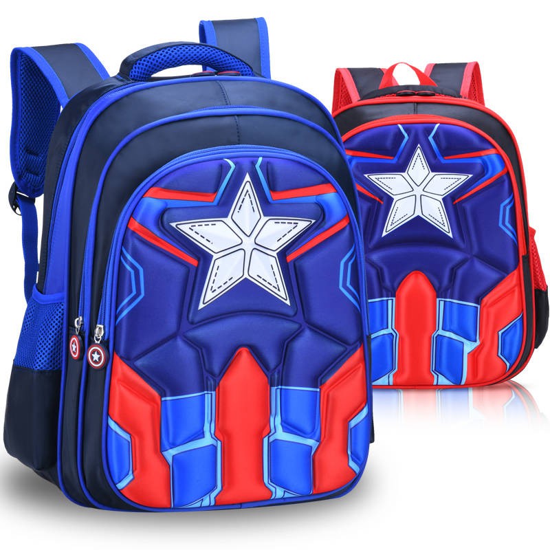 Balo Đi Học Họa Tiết Captain America Trọng Lượng Nhẹ Chất Lượng Cao Cho Bé Trai Lớp 1-2 - 3-4 - 5-6