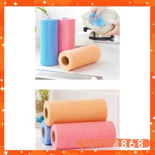 Cuộn 50 khăn giấy lau chùi vệ sinh tái sử dựng nhiều lần ( màu ngẫu nhiên) - shop8868