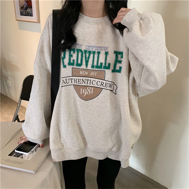 NRVP Áo Hoodie Dáng Rộng Thời Trang Hàn Quốc Đơn Giản Cá Tính Cho Nữ