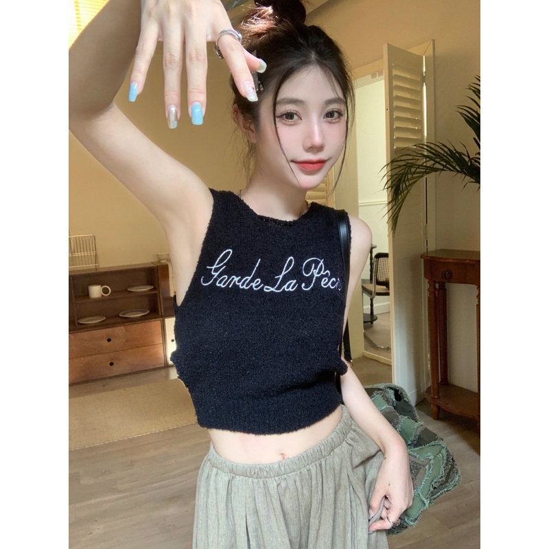 Áo sweater Dệt Kim Tay Dài Dáng Ôm In Họa Tiết Kiểu retro Hàn Quốc Thời Trang Mùa Thu Cho Bạn Gái