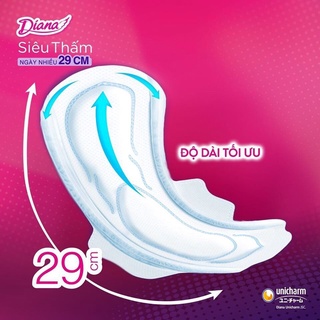 Băng vệ sinh Diana siêu thấm siêu mỏng 8 miếng (có cánh, không cánh, ngày nhiều 29cm)