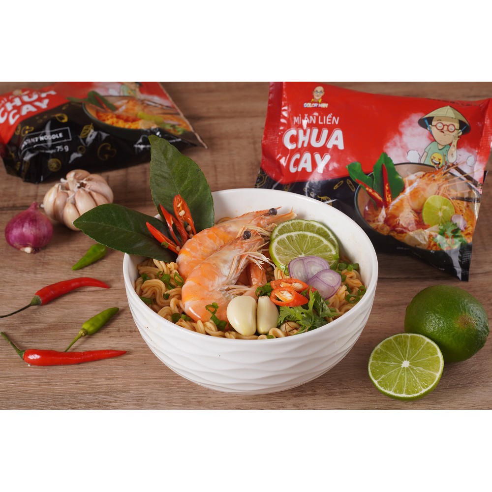 Mì Gói Chua Cay Color Man  từ khoai tây, bột gia vị chua cay đậm đà với sợi mì dai ngon tròn vị | BigBuy360 - bigbuy360.vn