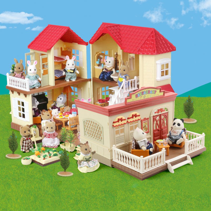 girl play house dollhouse villa room Sembeel family Forest light Bộ quà tặng sinh nhật cho trẻ em