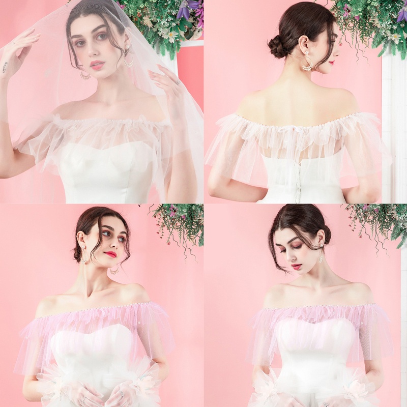 Khăn Choàng Cổ Và Khăn Choàng Ren Đính Hạt Tinh Tế Cho Cô Dâu Trong Tiệc Cưới