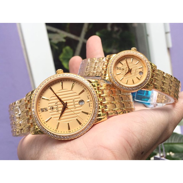 Đồng hồ nam nữ aolix màu vàng