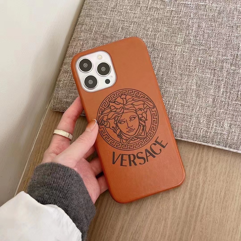 Ốp Điện Thoại Da In Logo Versace Sang Trọng Cho iphone 13 Pro Max i13 13pro 11ProMax i11 iX Xs XR Xs Max 7plus 8plus 12Pro 12 Pro Max