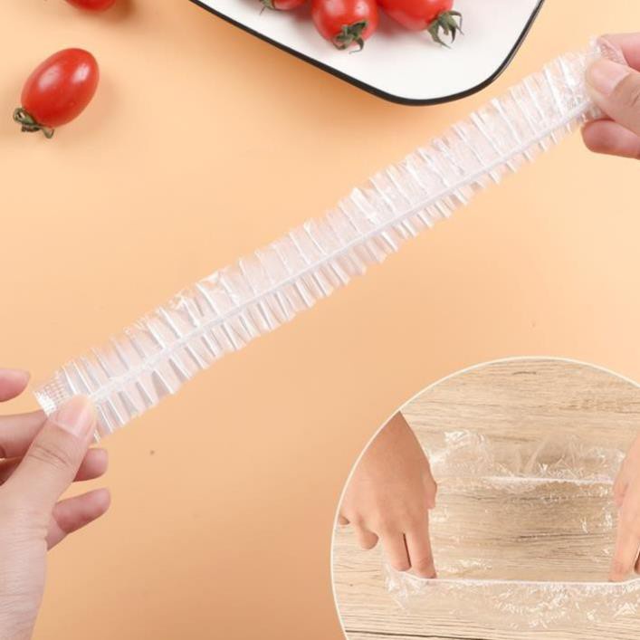 Set 100 Màng Bọc Thực Phẩm PE Túi Gấu- Túi Bọc Thức Ăn Có Chun Co Giãn Tái Sử Dụng