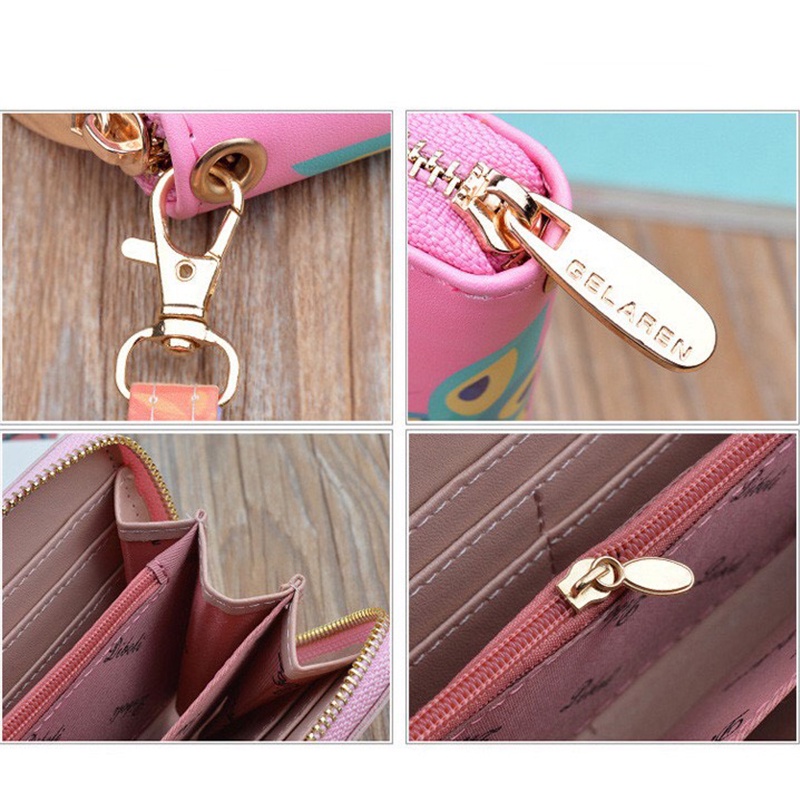 Ví bóp nữ dáng dài cầm tay họa tiết con công màu sắc đẹp mắt phong cách Hàn Quốc dáng basic sức chứa lớn cực đẹp VD003