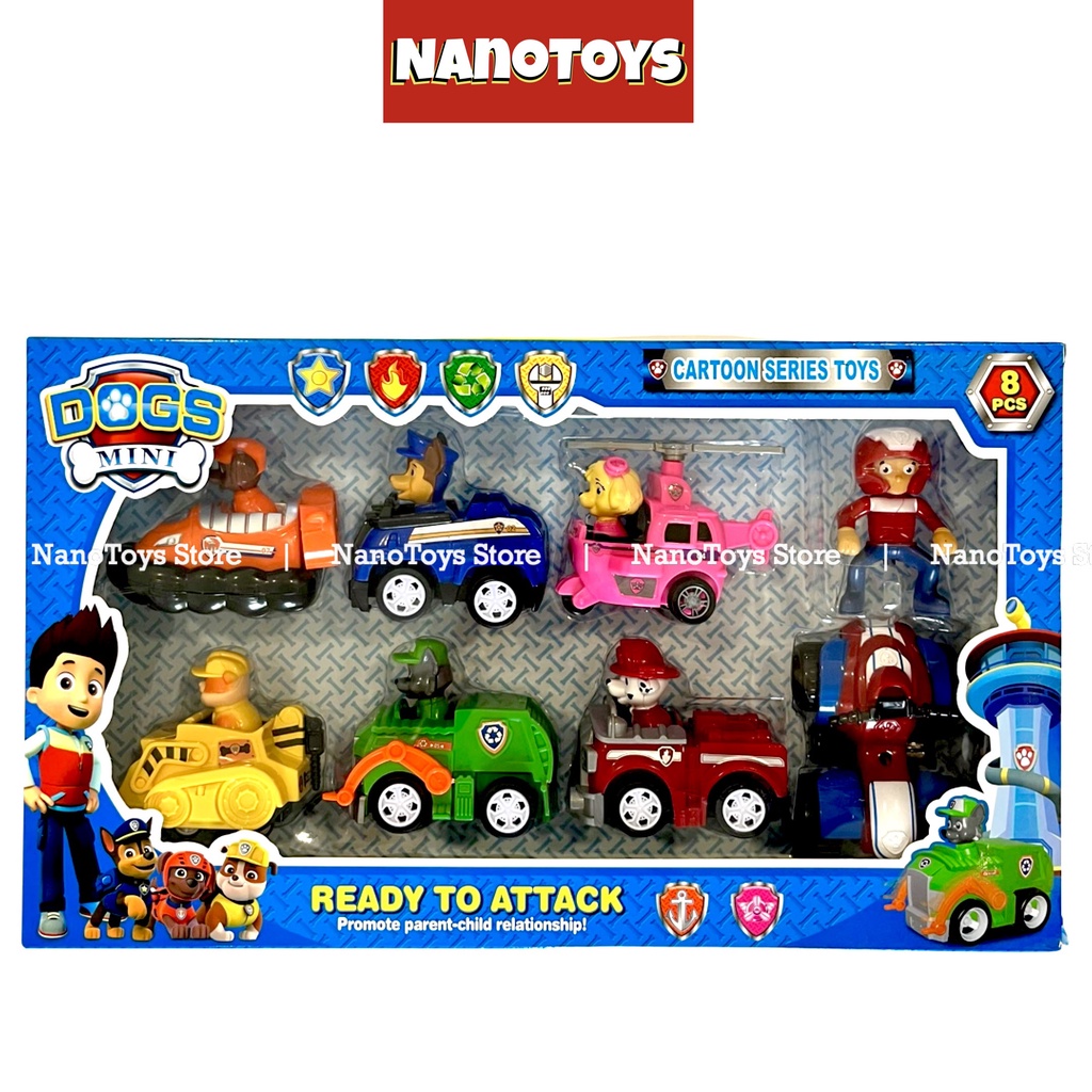 Đồ chơi xe ô tô Chó cứu hộ chạy trớn - bộ 6, 7, 9 xe - xe ngẫu nhiên - PAW PATROL chạy đà - NANOTOYS STORE