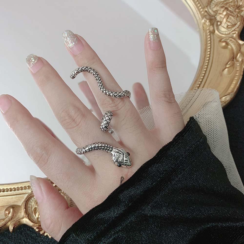 Nhẫn Đeo Tay Kim Loại Tạo Hình Rắn Phong Cách Gothic Cho Nữ