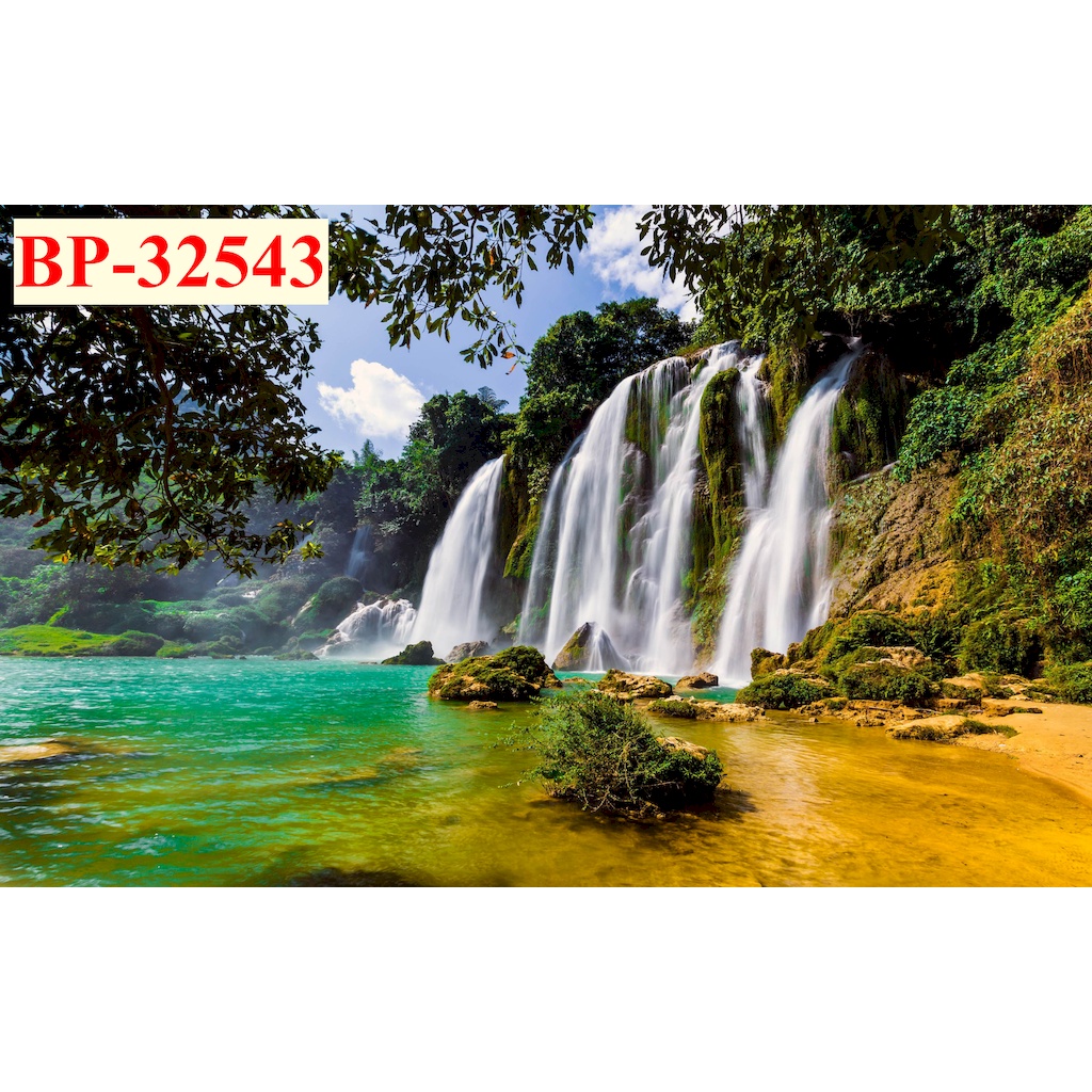 Tranh dán tường 3d thác nước thiên nhiên
