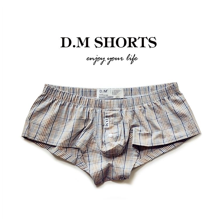 N002 Quần Lót Nam Thấp Eo Gợi Cảm Kẻ Sọc Nhà Quần Thời Trang Boxer Nút Thoáng Khí Rời Boxer Thanh Niên