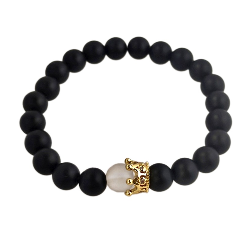 Vòng Tay Chuỗi Hạt Co Giãn Mặt Hình Vương Miện King / Queen Sang Trọng Thời Trang Unisex