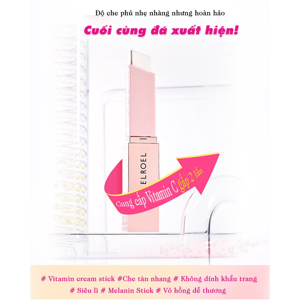 Thanh che khuyết điểm 2 đầu kèm cọ tán Elroel Blanc Cover Mela MX