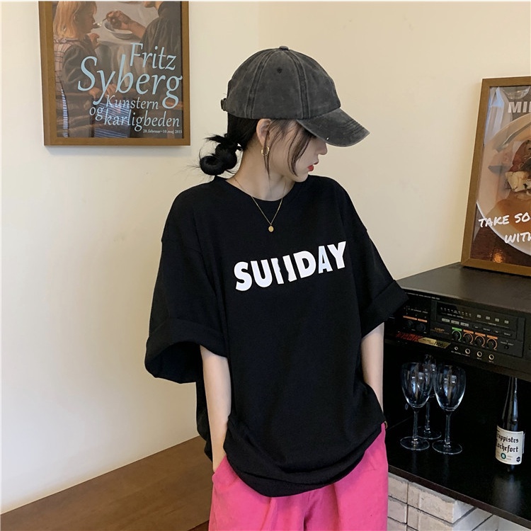 Áo Thun Nữ Ngắn Tay In Chữ Thời Trang Hàn Quốc Mới