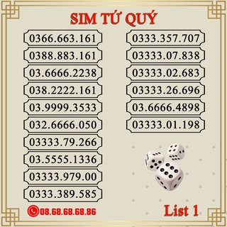 Sim Số Đẹp VIETTEL – Sim Tứ Quý List 1, Sảnh Tiến, Gói V120N – Hàng Chính Hãng – Hỗ Trợ Đăng Ký Chính Chủ