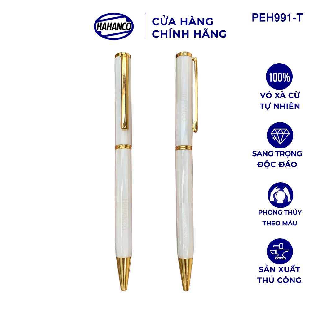 Bút Khảm Xà Cừ Trắng Siêu Đẹp HAHANCO Đẳng Cấp Của Người Thành Đạt - PEH991T