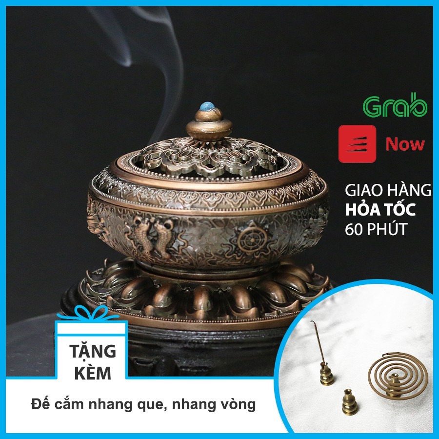 [Mã 2611THTRANG100K hoàn 10% xu đơn 99K] Lư xông trầm hương khắc hình Bát Bảo Cát Tường may mắn - Hiên Nhà