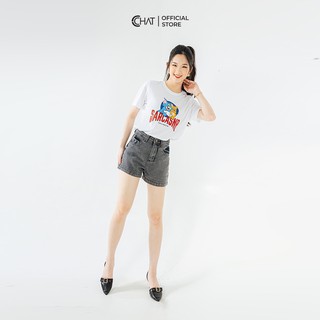 Quần short jean mài ghi CCHAT