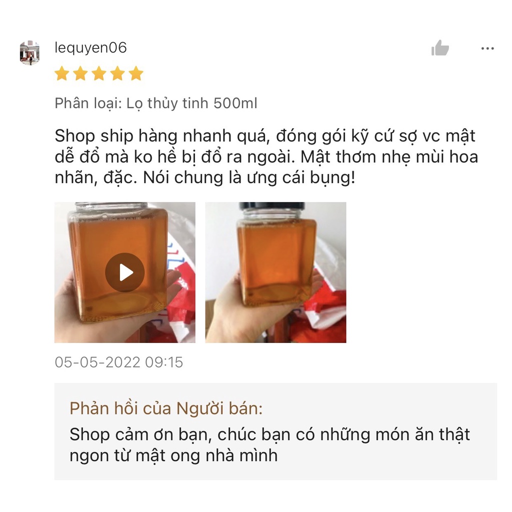 Mật ong rừng nguyên chất tự nhiên hoa nhãn loại đặc biệt hũ thủy tinh 500ml Herybee