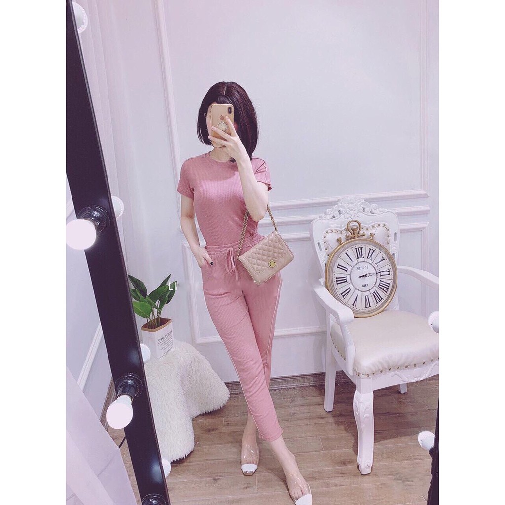 Set Đầm Thun Tằm Kẻ Viền Cao Cấp Thời Trang Nữ Bonucci