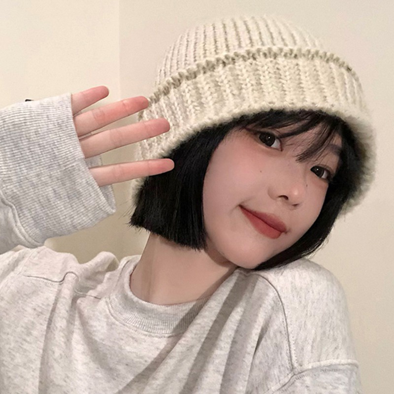 Mũ Bucket Dệt Kim Màu Sắc Đơn Giản Phong Cách Hàn Quốc