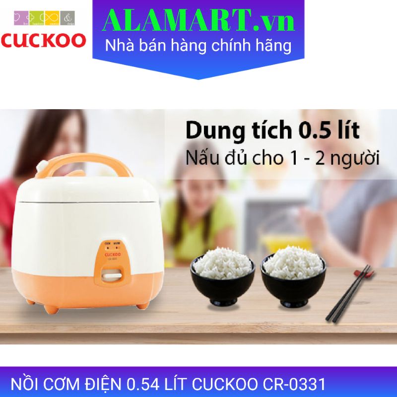 NỒI CƠM ĐIỆN 0.54 LÍT CUCKOO CR-0331 nhập khẩu Hàn Quốc dùng gia đình 1 - 2 người ăn nấu 0.3kg gạo