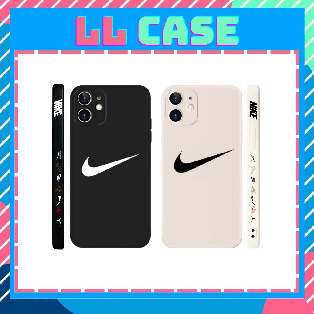 Ốp nike iphone vuông cạnh in viền chống bẩn 6splus 7g/7g 7plus/8plus x/xs xs max 11 11 pro max 12 12 pro max