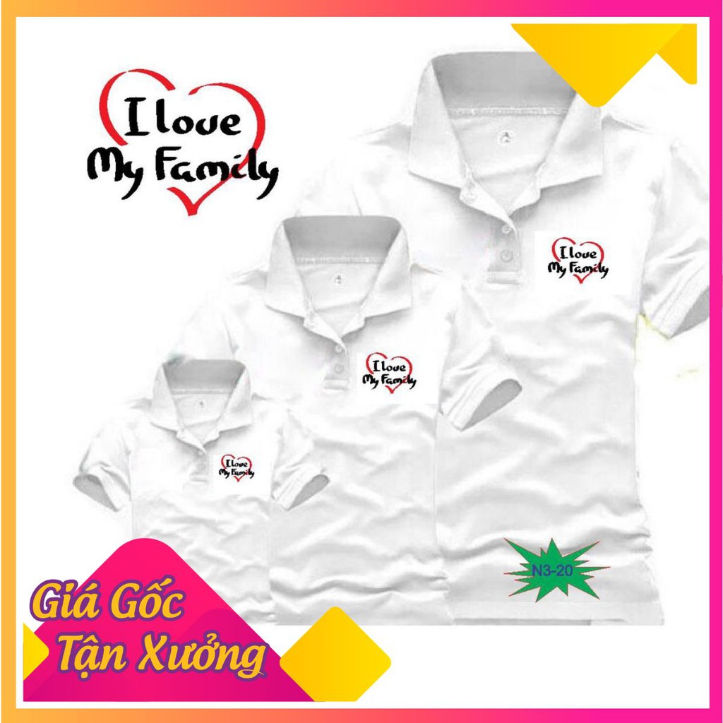 Áo thun gia đình Thanh Nga full size mẫu I LOVE MY FAMILY