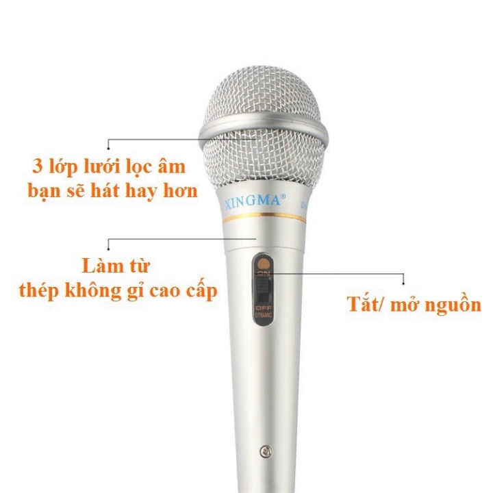 Mic Hát Karaoke Có Dây Xingma AF-319 Mic Karaoke Chống Hú Hút Âm Cao Hàng Chính Hãng - Bảo Hành 12 Tháng