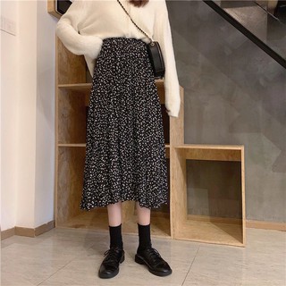 [Hàng order] Chân váy dài dập ly chấm bi vintage có size