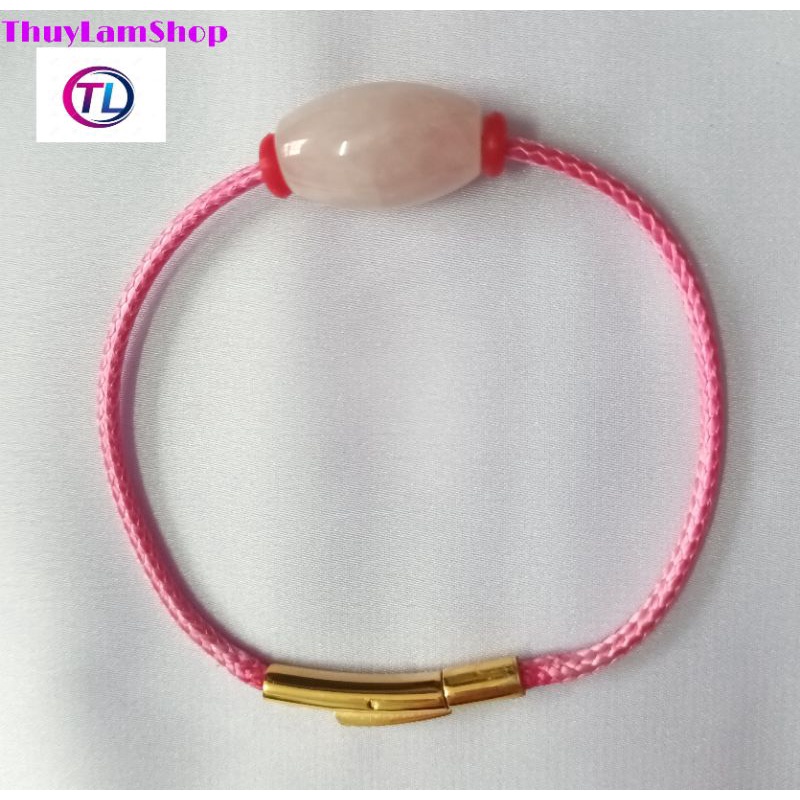 Vòng tay lu thống đá T.A hồng đầu xuôi đuôi lọt khóa bấm cao cấp