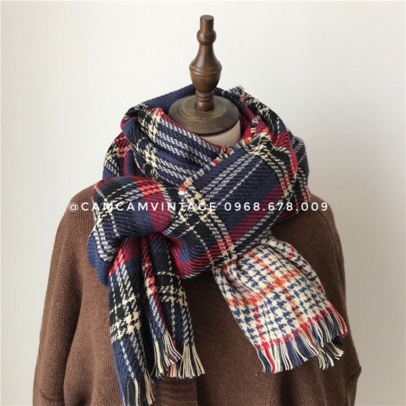 KHĂN QUÀNG CỔ NAM NỮ KHĂN CHOÀNG CỔ NAM LEN LÔNG THỎ CARO ĐỎ VINTAGE NOEL, KHĂN ĐÔI MỀM MỊN DÀY CỰC ẤM , KHĂN LEN NỮ BEO