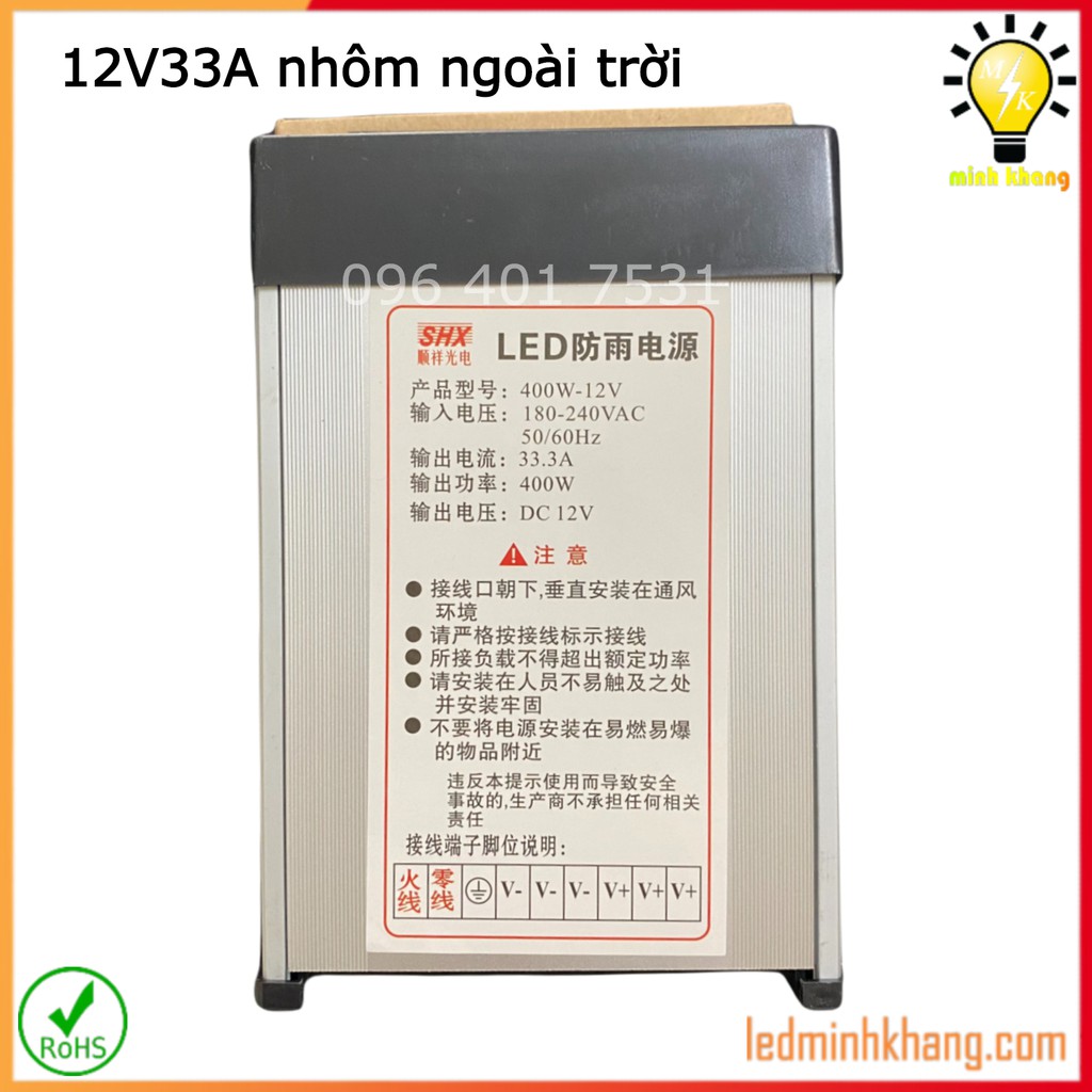 Nguồn tổ ong 12V-33A Nhôm Ngoài Trời Chống nước