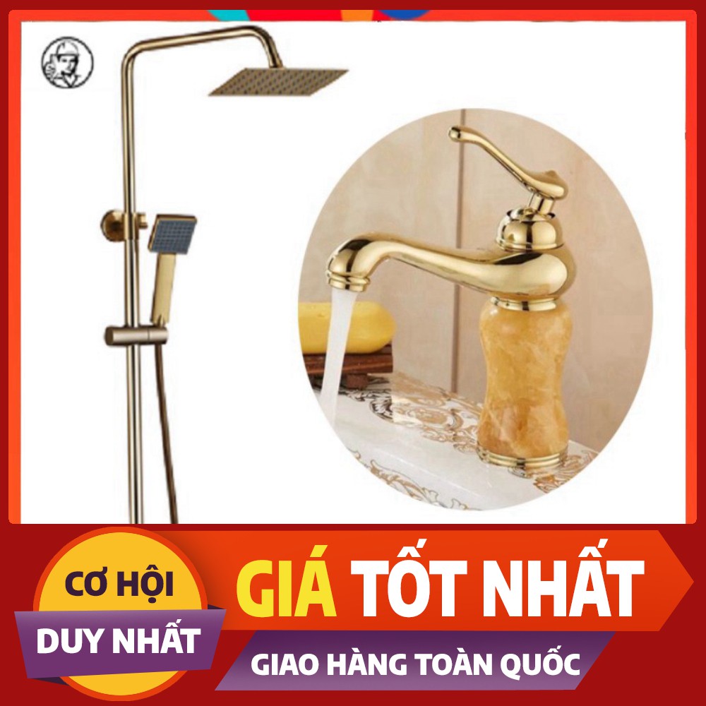 Sen tắm vòi rửa mặt | Combo bộ sen cây vàng ánh kim SC 05 kèm vòi chậu lavabo nóng lạnh cao cấp