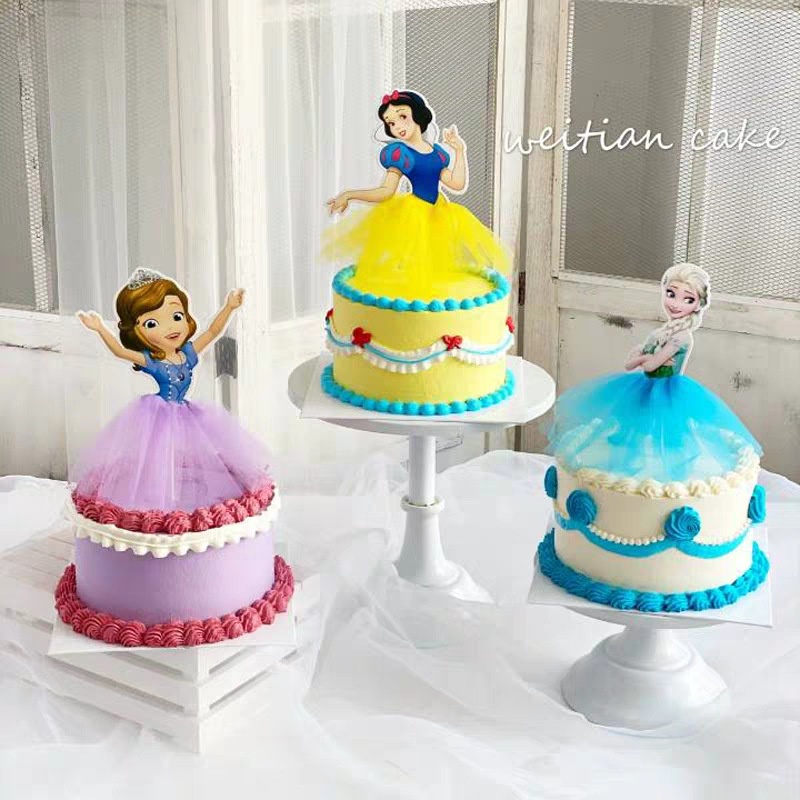 DISNEY 1 Phụ Kiện Trang Trí Bánh Kem Hình Công Chúa Elsa/Elsa/Fro/Piaia/Pizza Kiểu Lưới Xinh Xắn