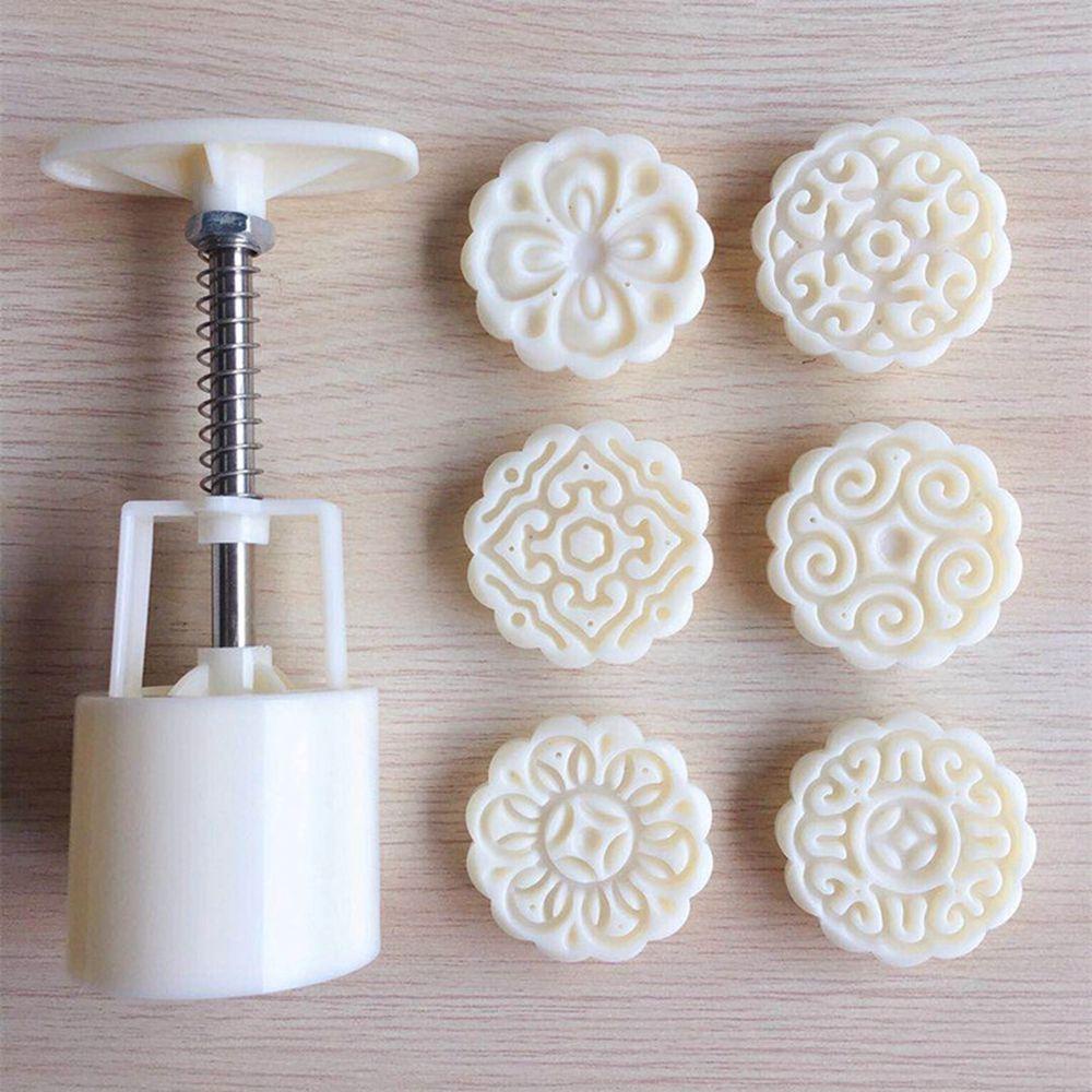 AUGUSTINA Set 7 Khuôn Nhấn Làm Bánh Trung Thu Tiện Dụng