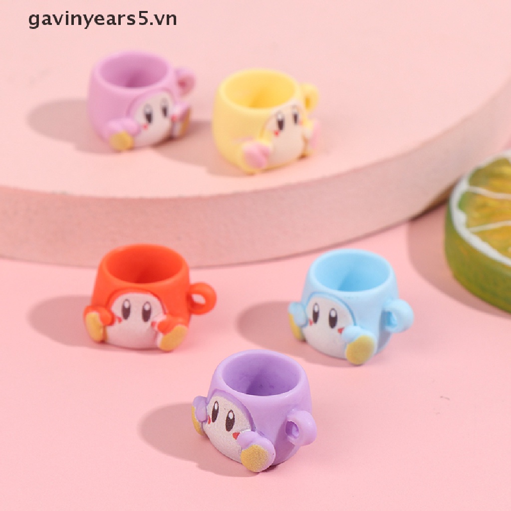Set 5 Cốc Uống Nước Kiểu Hoạt Hình Bằng Nhựa Resin Tỷ Lệ 1 / 12 Trang Trí Nhà Búp Bê
