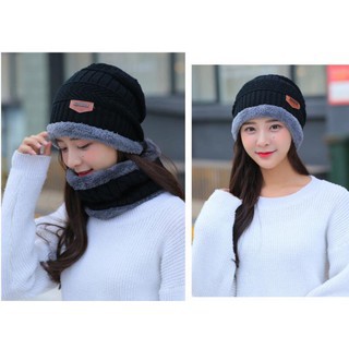 Bộ mũ len kèm khăn cổ Hàn Quốc nam nữ