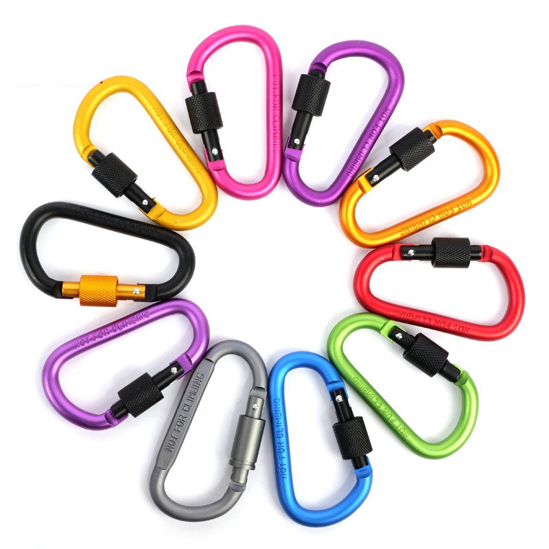 [CHỌN MÀU THEO SỞ THÍCH] Móc khóa Carabiner hình chữ D bằng hợp kim nhôm, móc khóa du lịch đa năng nhiều màu sắc.