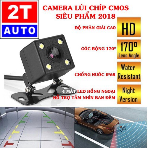 Camera lùi xe camera đỗ xe gắn xe hơi xe ô tô siêu nét nhìn rõ vị trí muốn đỗ xe kèm 4 đèn flash External Parking camera