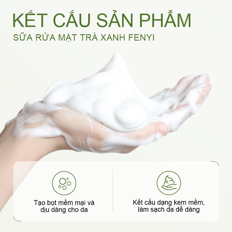 Sữa rửa mặt FENYI tinh chất trà xanh làm sạch sâu kiềm dầu và mượt da cao cấp 50g