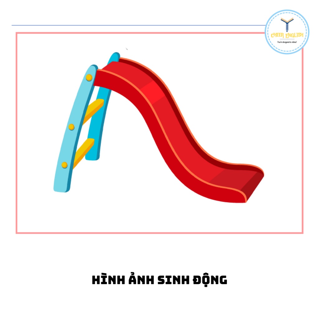 Flashcard chủ đề sân chơi thẻ học Tiếng Anh ép plastic